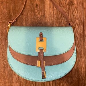 Turquoise/brown crossbody/shoulder bag